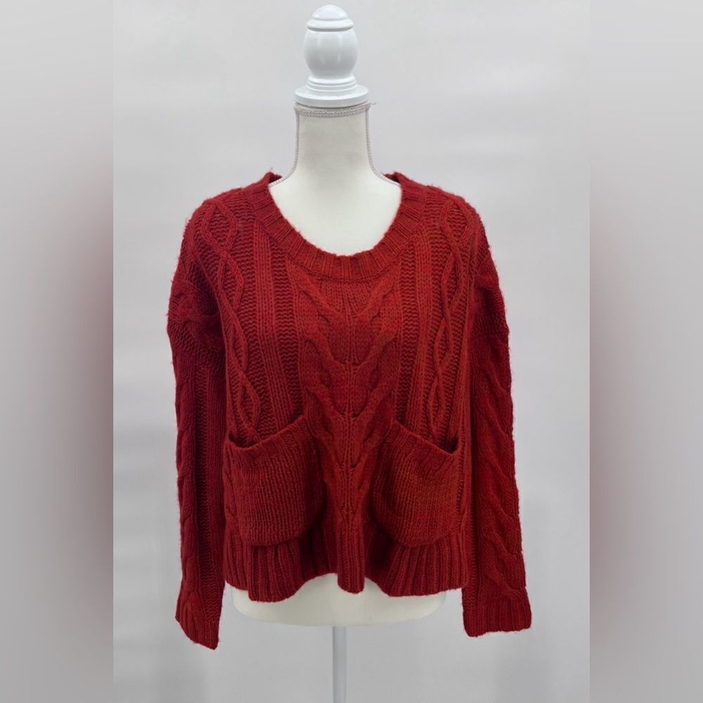 NWT Cecico Sweater Pullover Cable Knit Red Size L